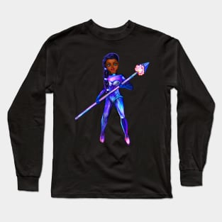 Black anime girl from outer space  ! beautiful  black girl with Braided hair, blue eyes, Cherry pink lips and dark brown skin. Hair love ! Long Sleeve T-Shirt